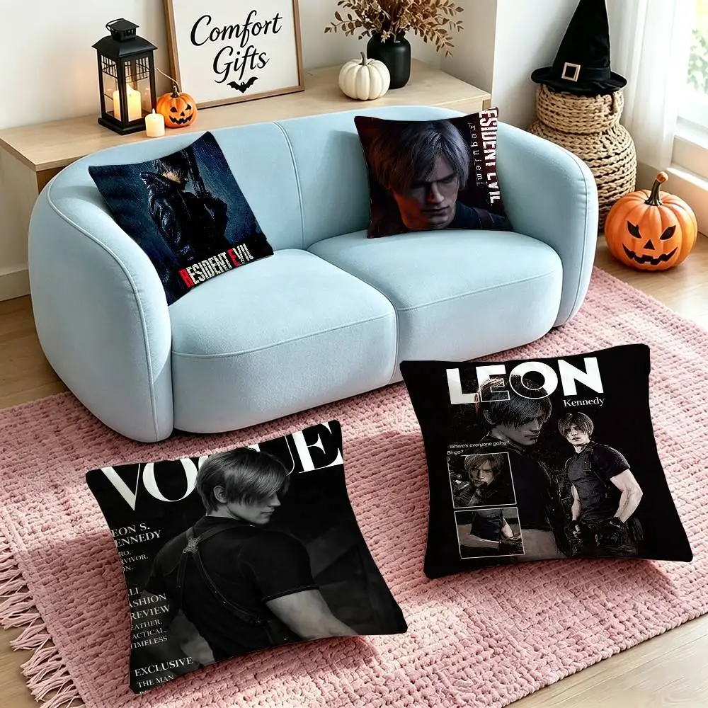 game Resident Evil Requiem Leon Pillow Case Square Double-Sided Sofa Cushion Cover Bedroom Bedside Pillow