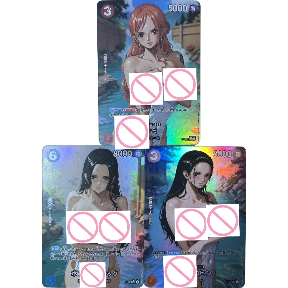 3Pcs/set Anime OPCG Sexy Collection Card Nami Boa Hancock Big Chest Beauty Cards Refractive Color Flash Gifts 63*88mm