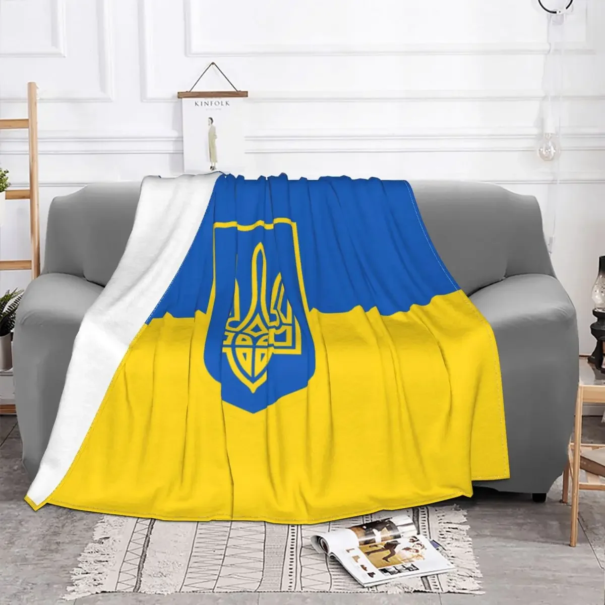 Ukraine Flag Plush Blanket Ukrainian Military Awesome Throw Blankets for Sofa Bedding Lounge 150*125cm Plush Thin Quilt