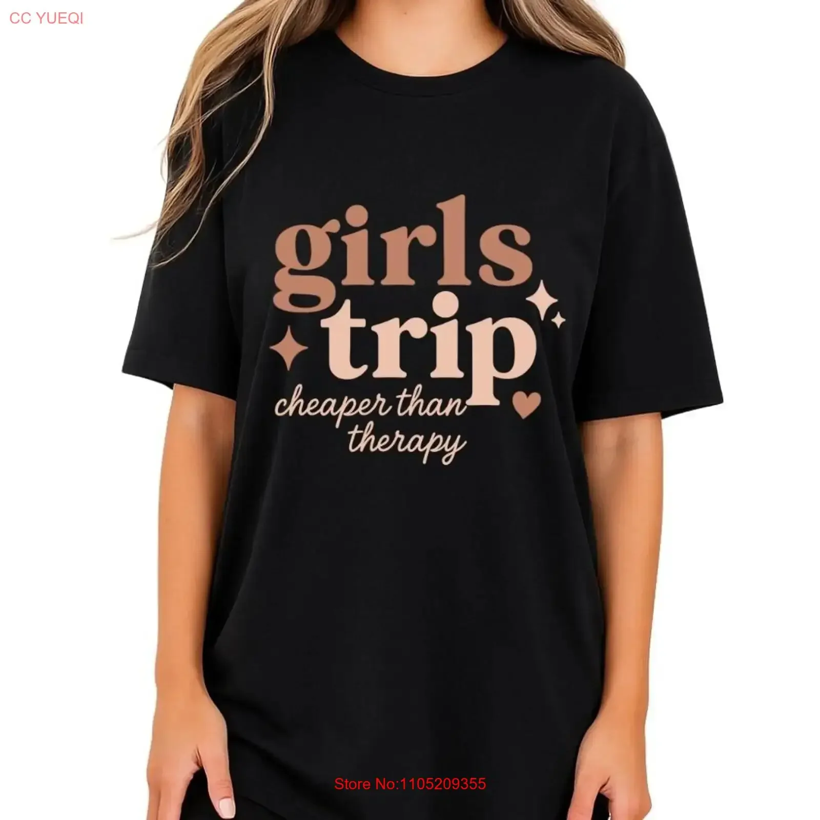 

Girls Trip T Shirt for Women Cheaper Than Therapy Matching Weekend Besties Travel Bachelorette Party Top Retro Script vintage