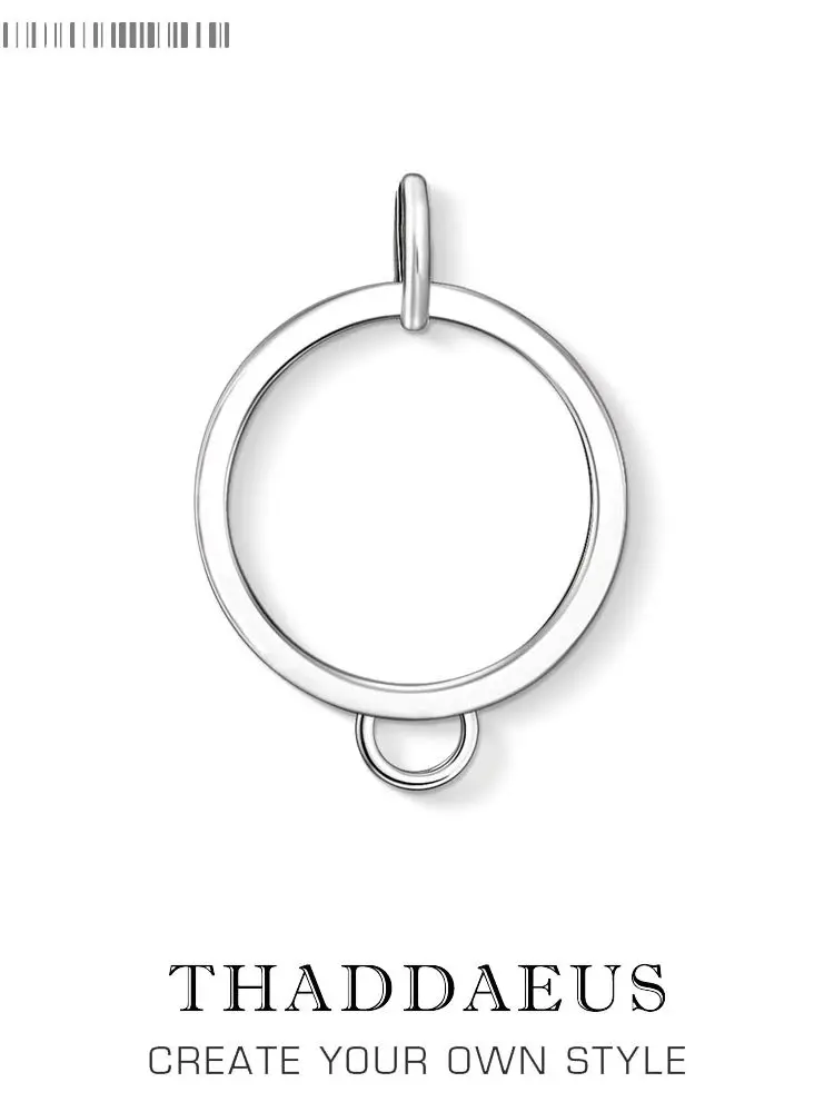 Wisiorek Charm Carrier Duży okrągły, marka Biżuteria modowa w stylu europejskim 925 Sterling Silver Prezent dla kobiet mężczyzn — zdjęcie 2