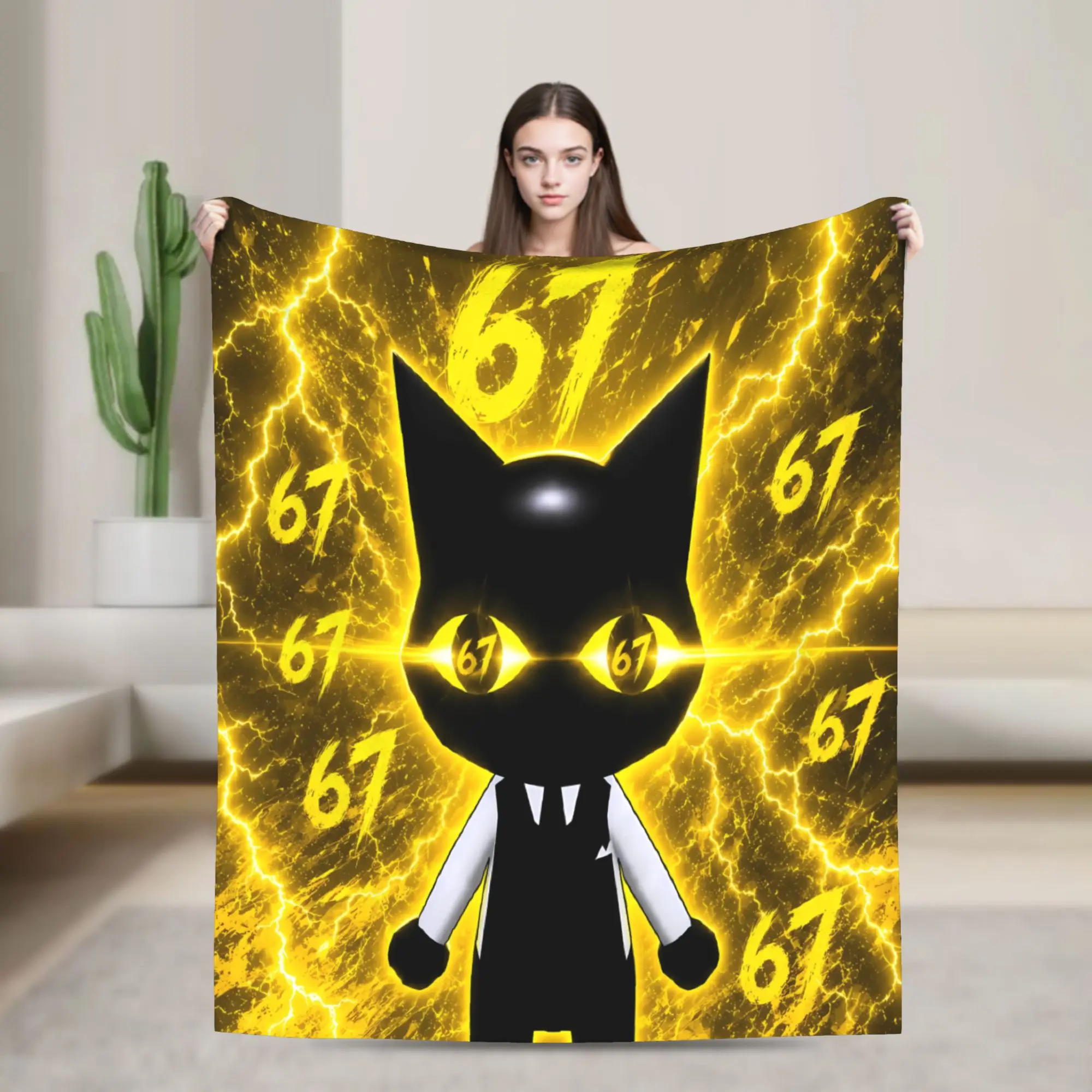 Animal Hospital Black Cat Lightning Anime Blankets Decorative Flannel Throw Blanket For Bedroom Super Warm Bedspread Gift Idea