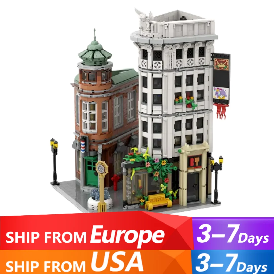 Juego de edificios de casa de hierro plano, 4500 Uds., 12 figuras, arquitectura de apartamento urbano, conjunto de bloques de construcción Modular, modelo, juguetes de regalo