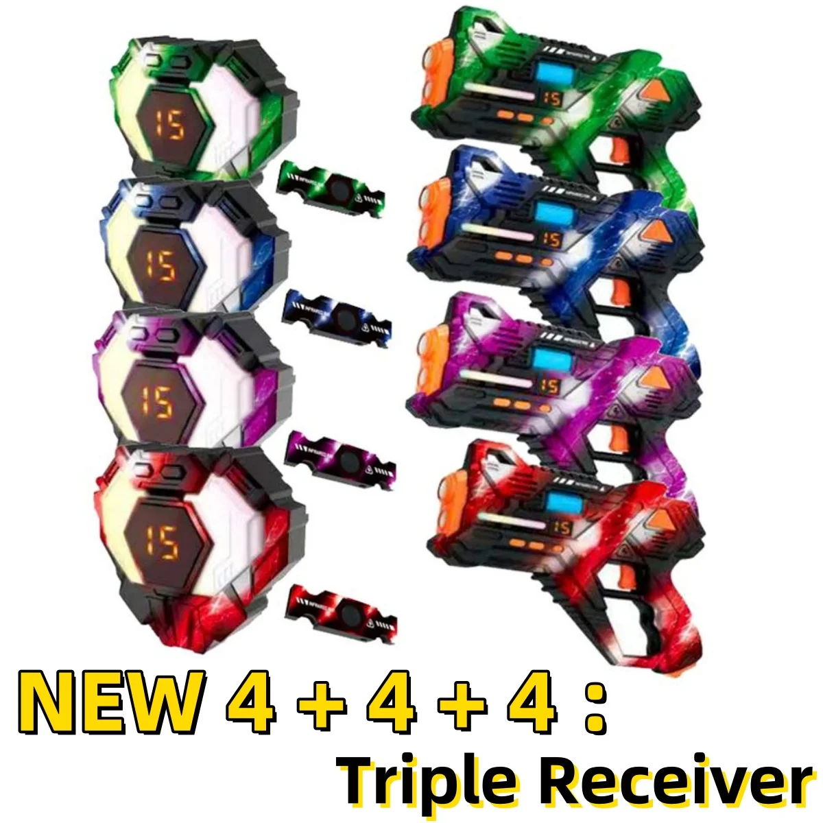 CSTAG 4x4x4レーザータグガンセット 3センサー搭載 おもちゃ 子供向けギフト 電動赤外線ピストルガン 男の子対戦チームゲーム 室内屋外