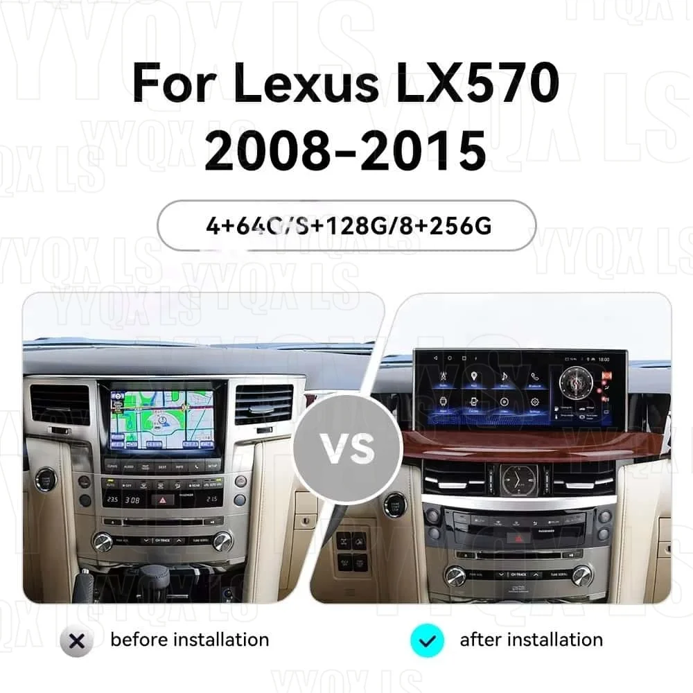2-piece Set Car Radio For Lexus LX570 2008-2015 Car Dashboard Video Player Stereo Auto GPS Carplay Unit AC Panel Central Control