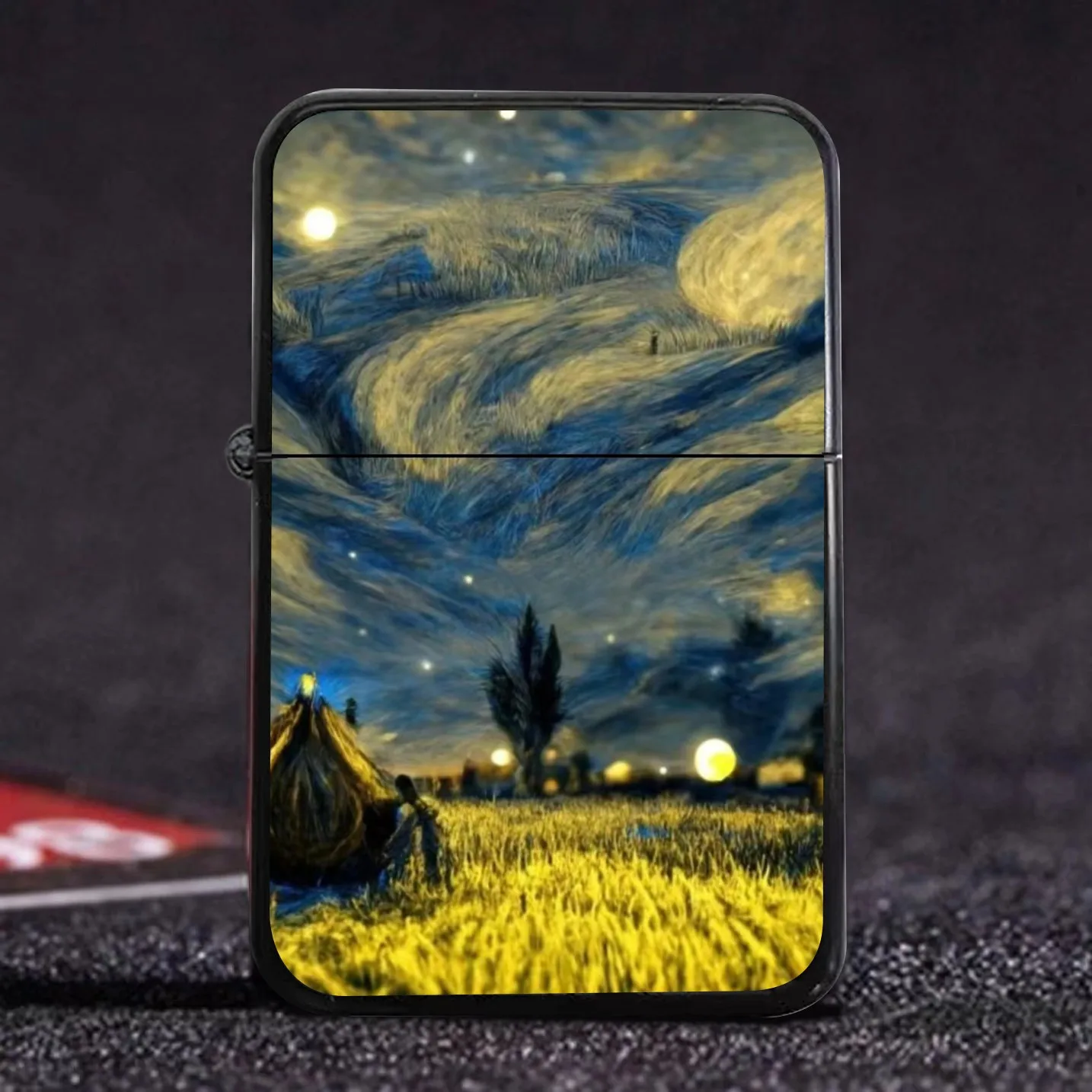 Vanishing Her Van Gogh Oil Painting Star Moon Night Kerosene Lighter Metal Kerosene Lighter Creative Lighter Gift