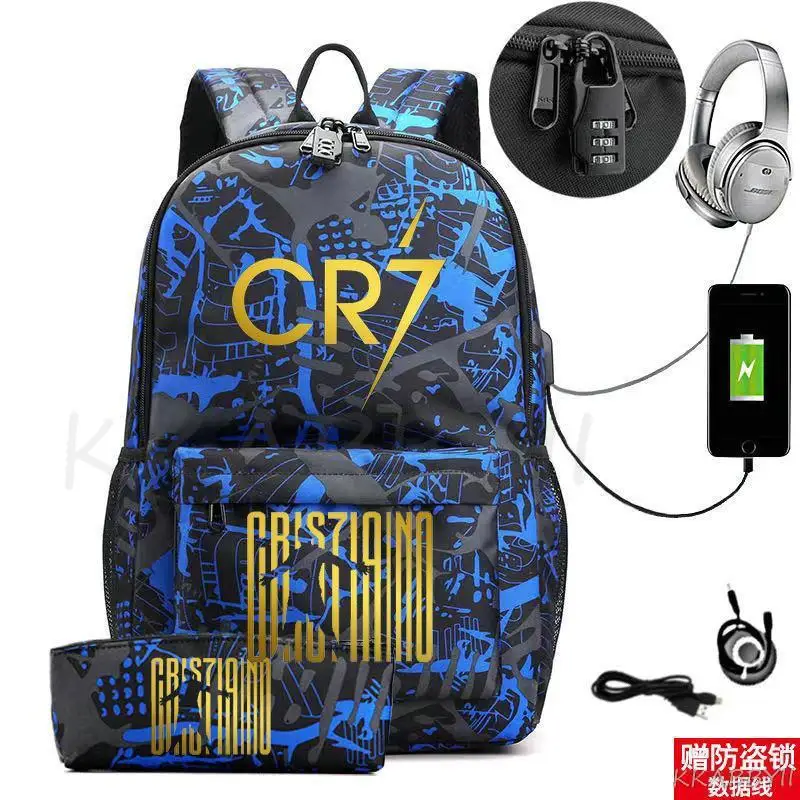 CR7-mochila para ordenador portátil para mujer y hombre, bolsa de lona, de viaje, Retro, informal, escolar, para adolescentes