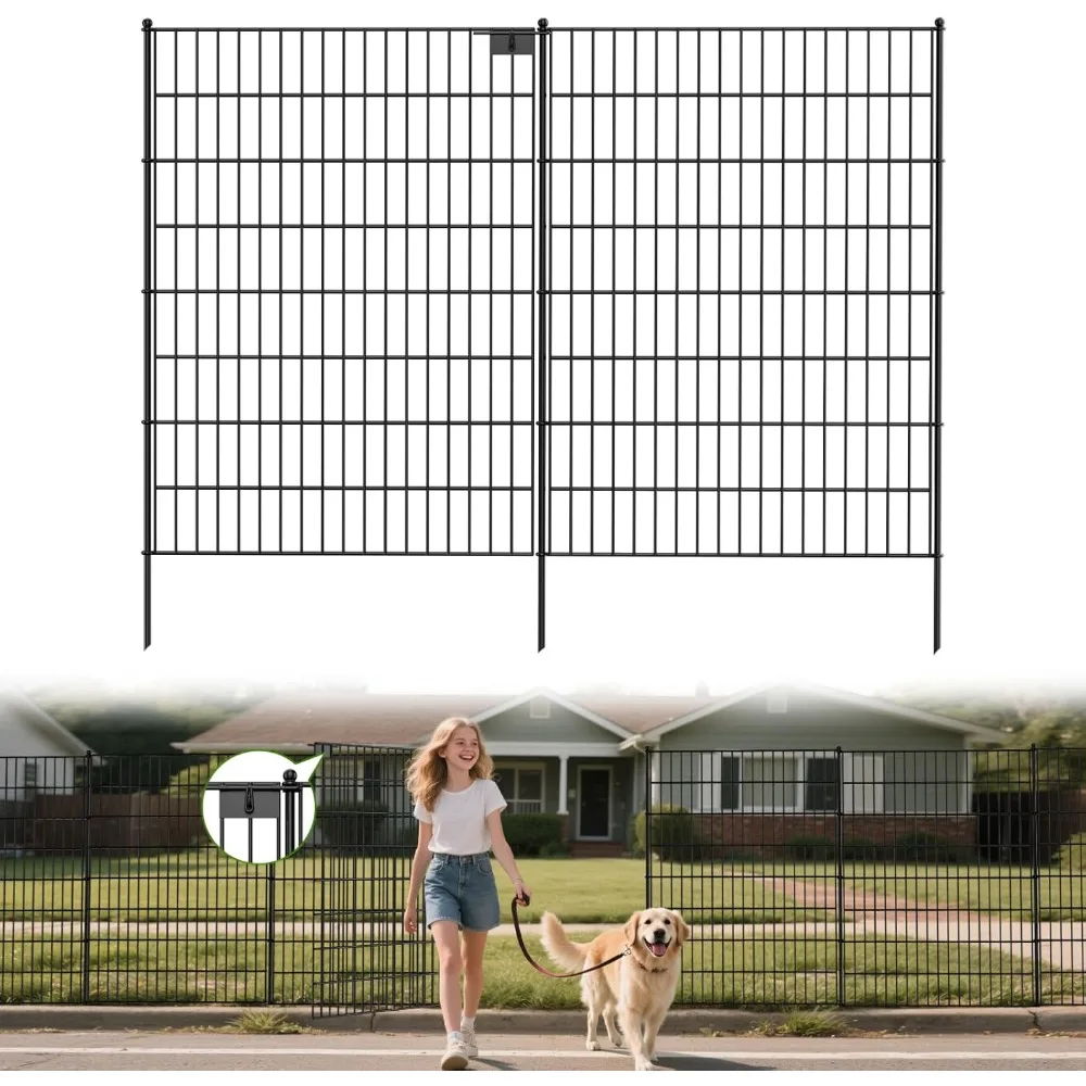 

20-Panels No Dig Decorative Fence 40 in(H) x 50 ft(L), Tall Garden Fence Animal Barrier, Removable Fence for Garden, Rustproof