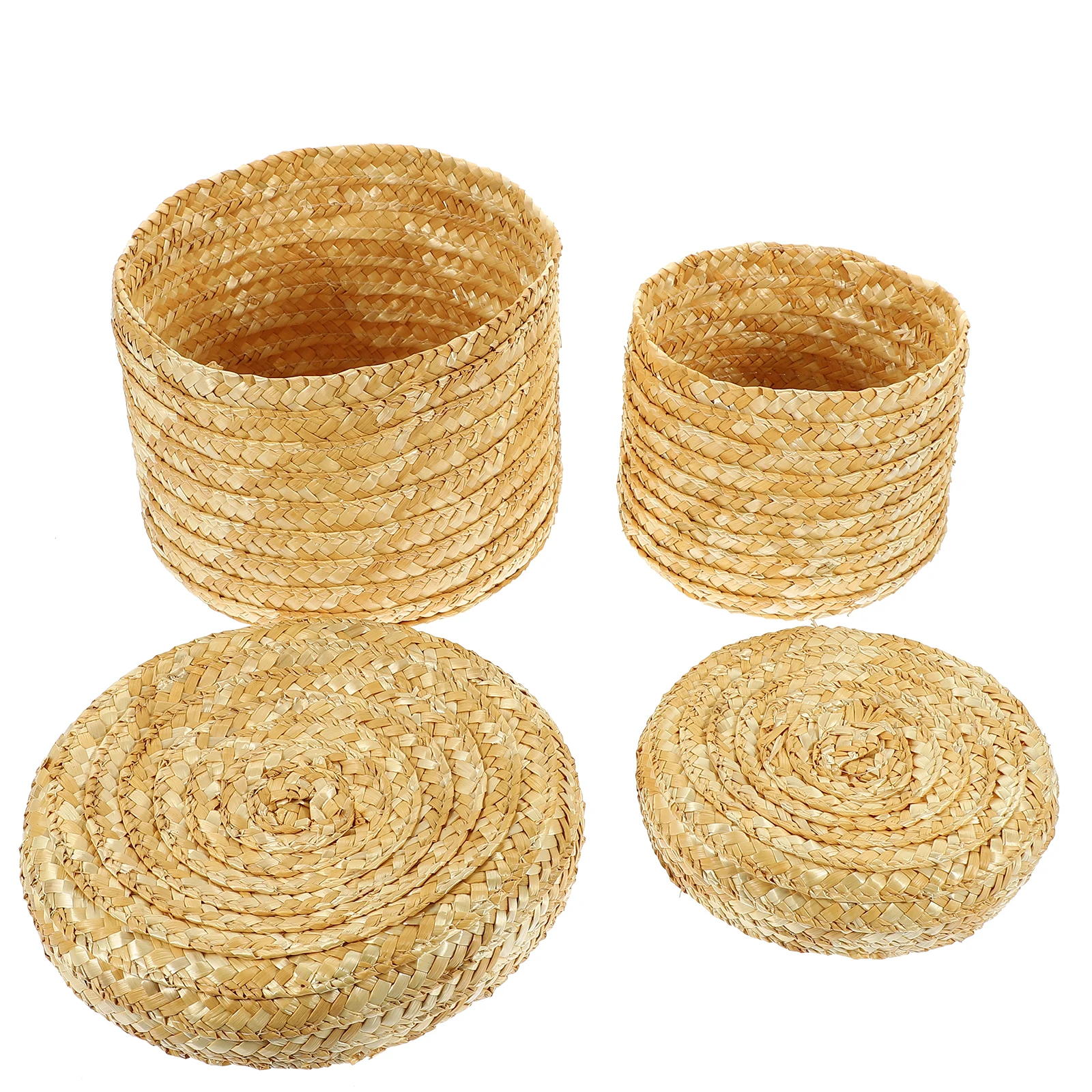 

2Pcs Strong Material Woven Baskets For Storage With Lids Suitable For Home Dining Table Hotel Use