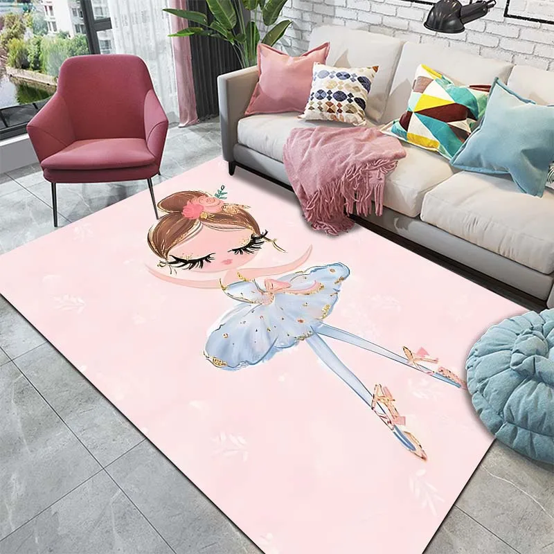 15 Sizes Ballerina Girl Pattern Carpets for Living Room Bedroom Floor Mat Decor Bathroom Anti-slip Rugs Sofa Mat Pink Room Decor