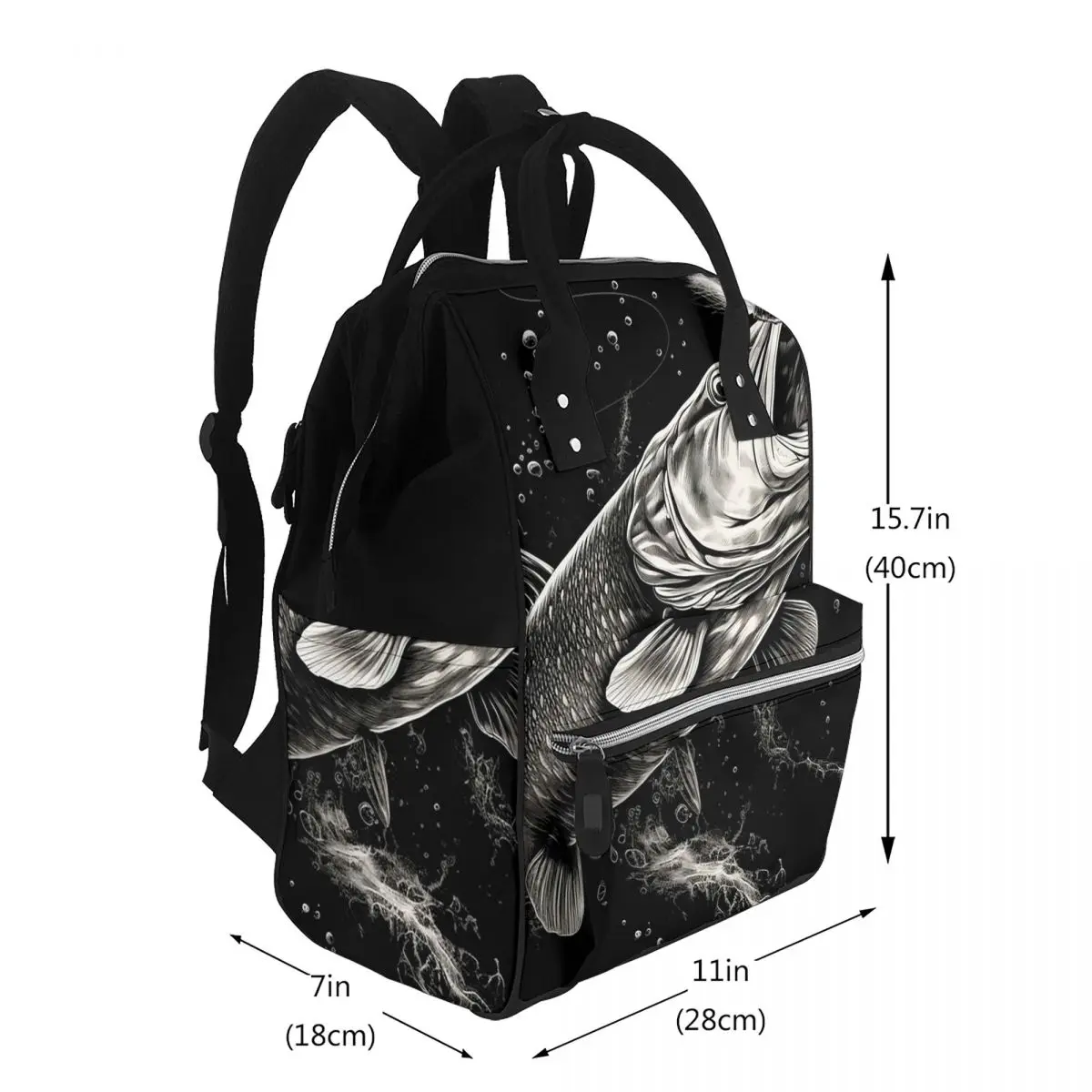 Fishing Lover Pike Fish Design Student Backpack School Bag Hiking Travel Daypack for Men Women Bookbag Shoulder Bags