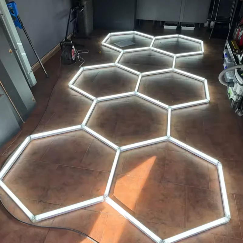 Garagen-Hexagon-LED-Leuchte 50000H 6500K Ultrahelle Wabenleuchten für Zuhause, Fitnessraum, Friseursalon, Autodetailing, Bar, Keller, Werkstatt, Deckenbeleuchtung