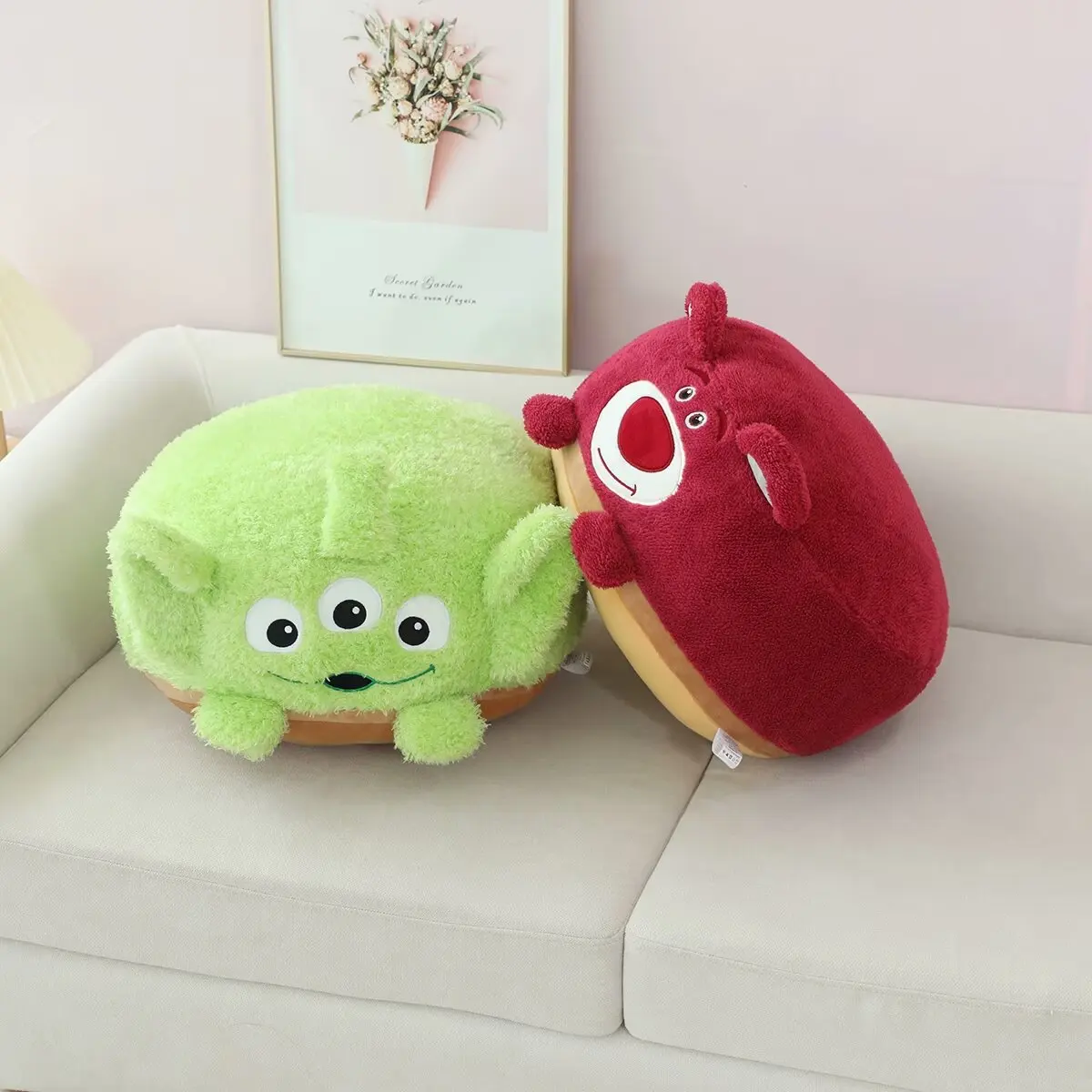 Disney Anime Alien Plush Stool Soft Cartoon Lotso Round Tatami Seat Cushion Soft Comfortable Gifts For Girl