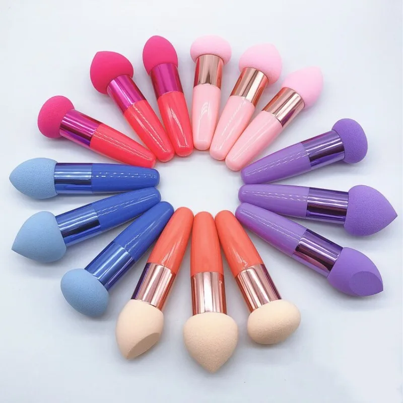 3Pcs Makeup Sponge Beauty Foundation Blending Sponge Makeup Sponge Wedge Foundation Sponges With Handle Cosmetic Blender Profess