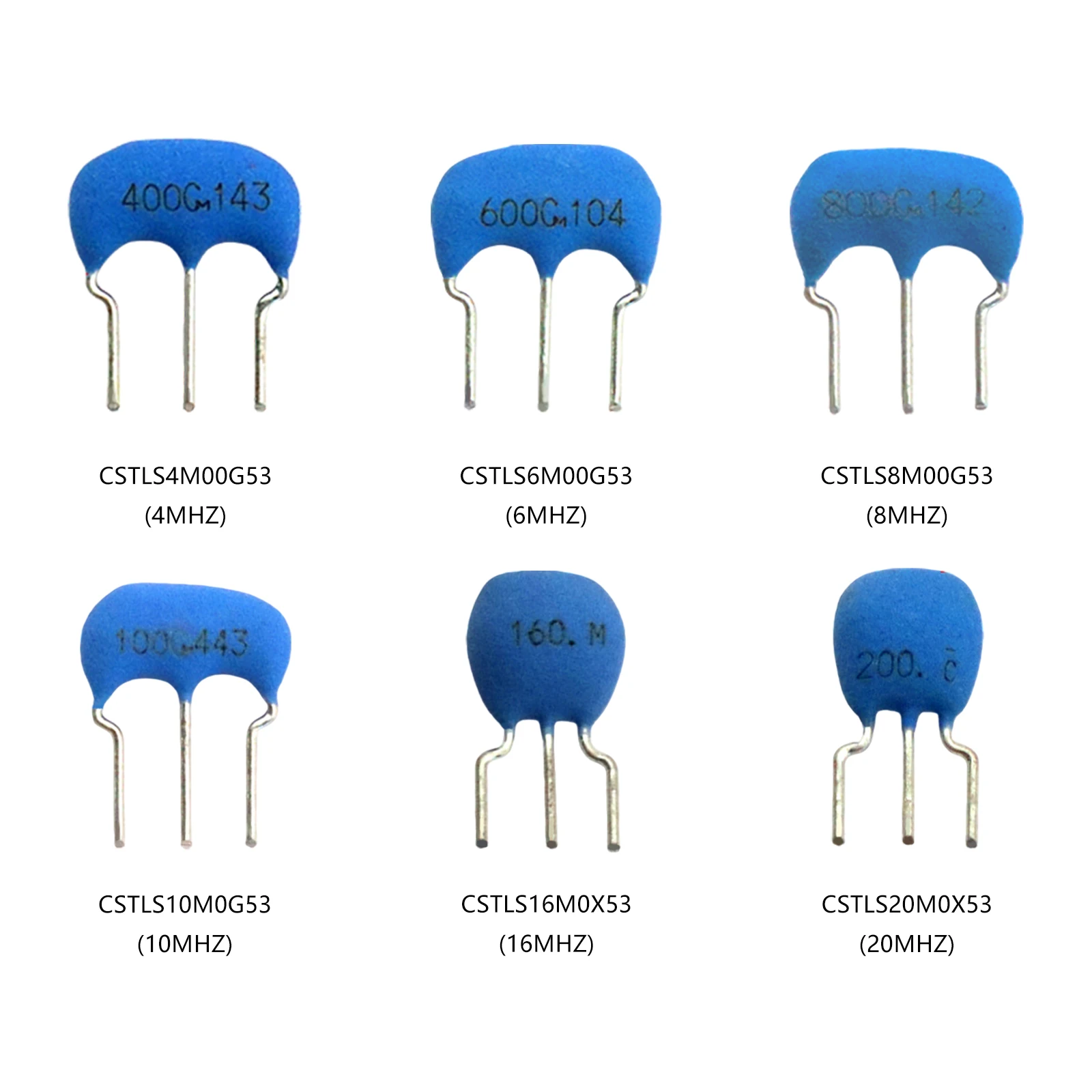 6 Values 3 Pin Radial Ceramic Resonator Kit 4MHz/6MHz//8MHz//10MHz//16MHz/20MHz Through Hole Ceramic Crystal Oscillator 40 Pcs