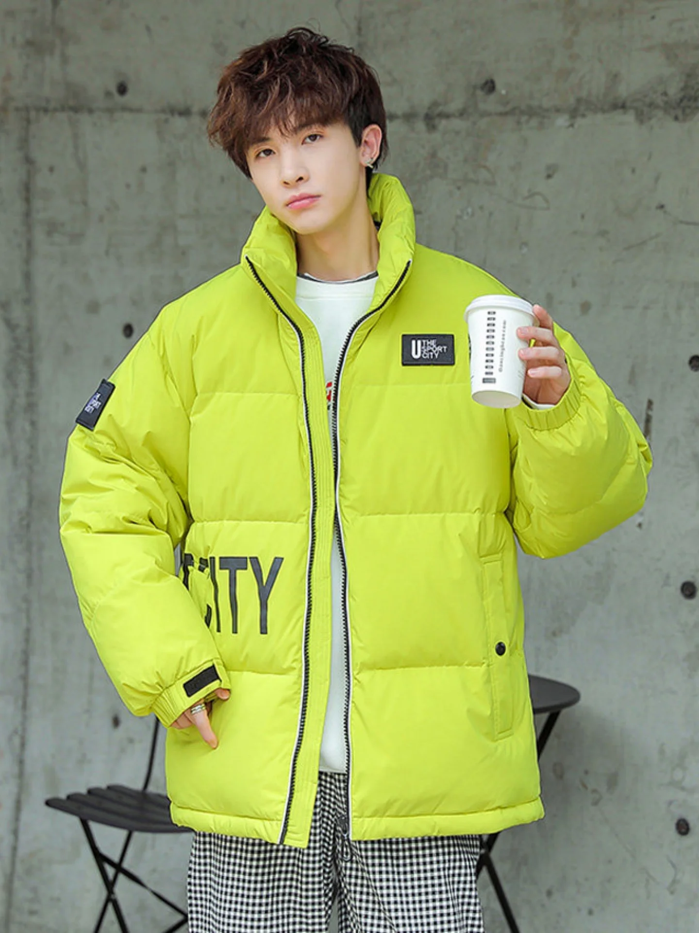 

Lightweight Padded Jaet Men's Winter Thiened Warm Bread Sle Youth Faion Trend Couple Outerwear Quilted Coat