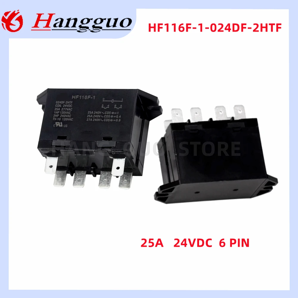 2PCS/Lot Original HF116F-1-012DF-2HTF relay HF116F-1-024DF-2HTF Two sets of normally open 6-pin 25A