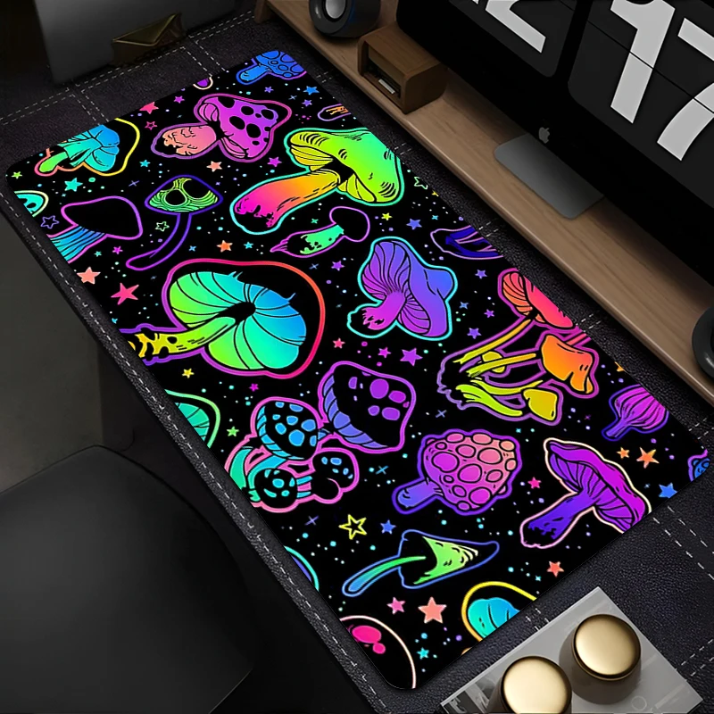 Psychedelic Mushrooms Mouse Pad Large Purple Moon Keyboard Rug PC Skull Gamer Cabinet Mousepad Laptop Starry Sky Desk Mat Carpet