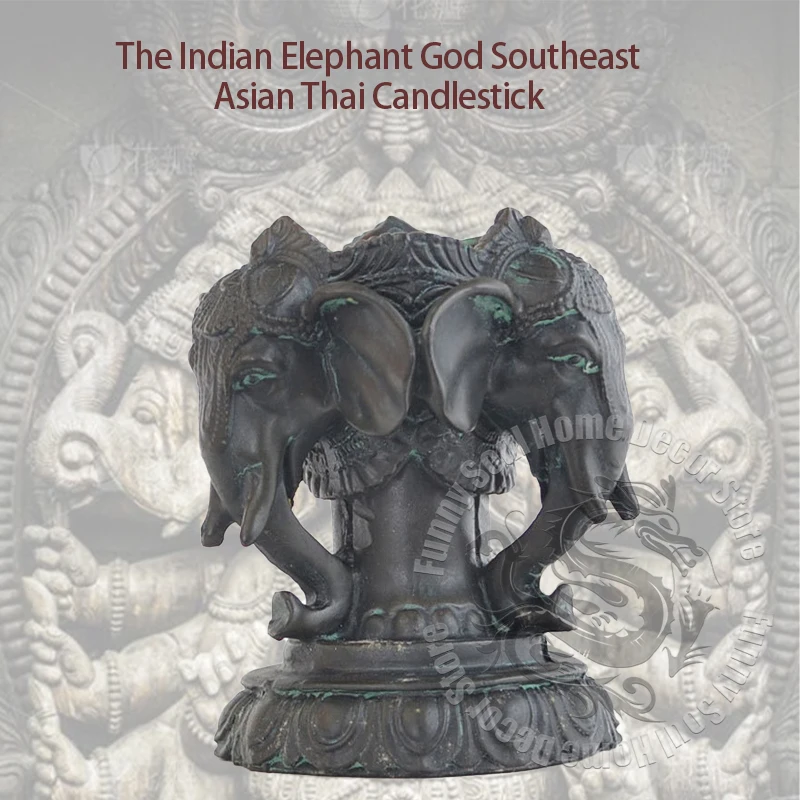 

Indian elephant god Southeast Asian Thai candlestick ornament elephant candlestick home decorations Resin handicrafts souvenirs