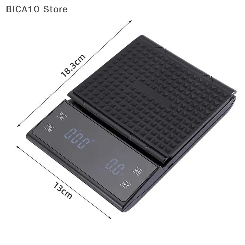 Balança de café digital expresso USB com tela LED com temporizador, 0,1g de alta precisão de pesagem até 3kg, perfeita para uso em cozinha