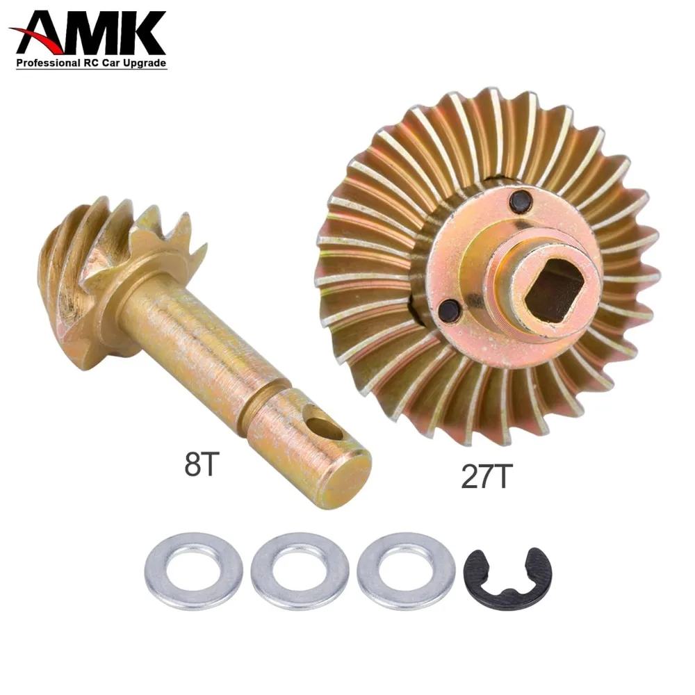 

AMK RC Car Metal Bevel Gear, Heavy Duty Overdrive for 1/10 RC Crawler Axial SCX10 II AR44/45 Capra Portal Axle (30T 8T)