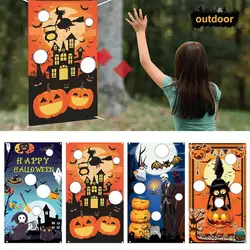 Halloween Toss Game Banner 3 Bean Bags Halloween Ghost Throwing Game Banner Kids Children Family Party Halloween Night Theme