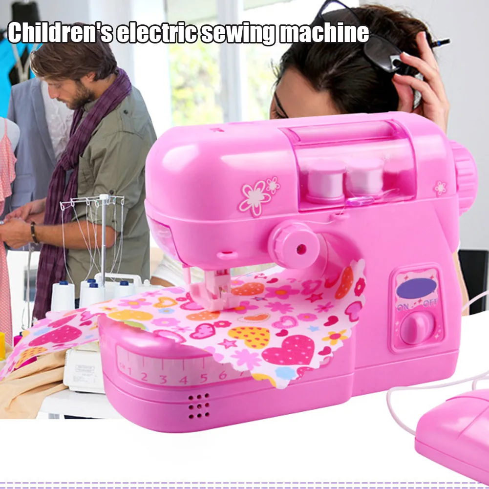 Children Sewing Machine Portable Handheld Sewing Machine with Light Small Electric Kids Sewing Machine Home Toys Set