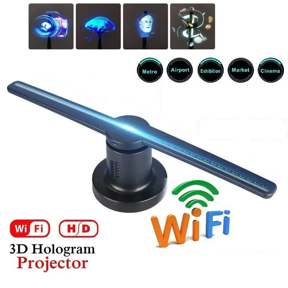 224 Lamp Beads Naked Eye 3D LED WiFi Holographic Projector Display Fan Hologram Advertising Player 16G Memory