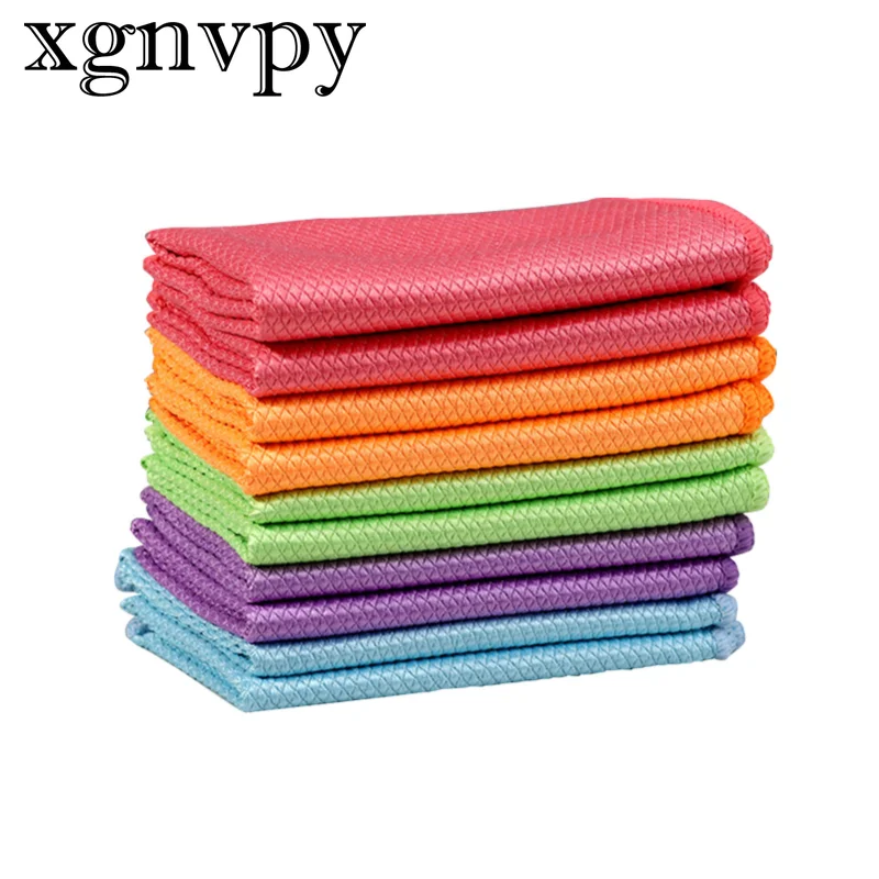 xgnvpy Traceless Microfiber Windows Car Mirror Polishing Fish Scale Cloth Soft Lint Free Reusable Cleaning for  Automobiles