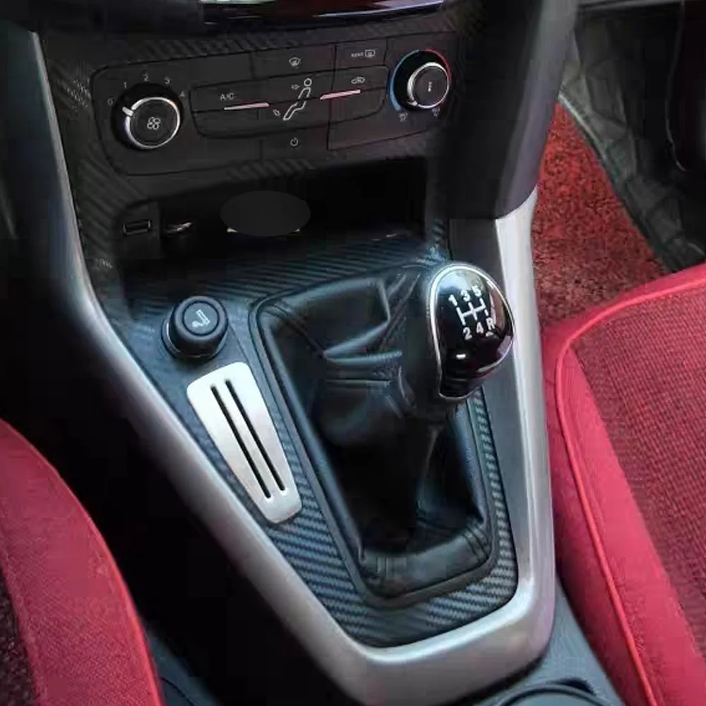 Carbon Fiber Interior car Sticker For Ford Focus 2015-2018 Central Console Gear Shift Panel Door Handle Cover Trim