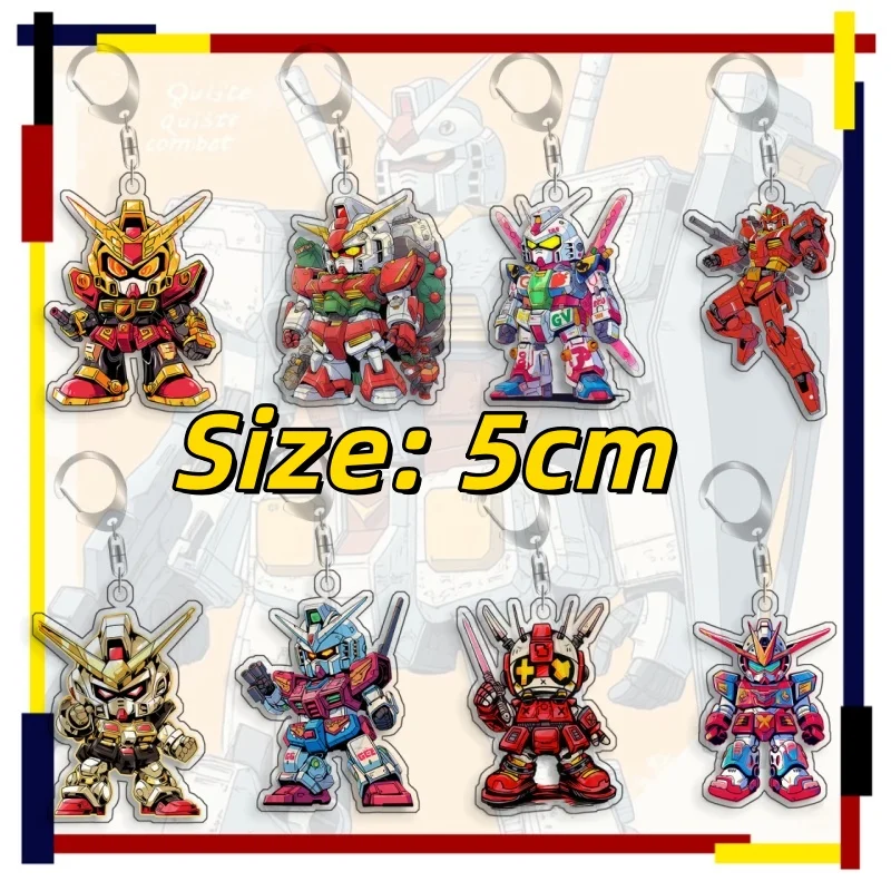 Porte-clés pour Gundam Musha Gundam Build Strike, pendentif de sac à dos, cadeau pour les fans d'anime et de jeux, décoration en acrylique recyclé, carte rare, jouet 5cm