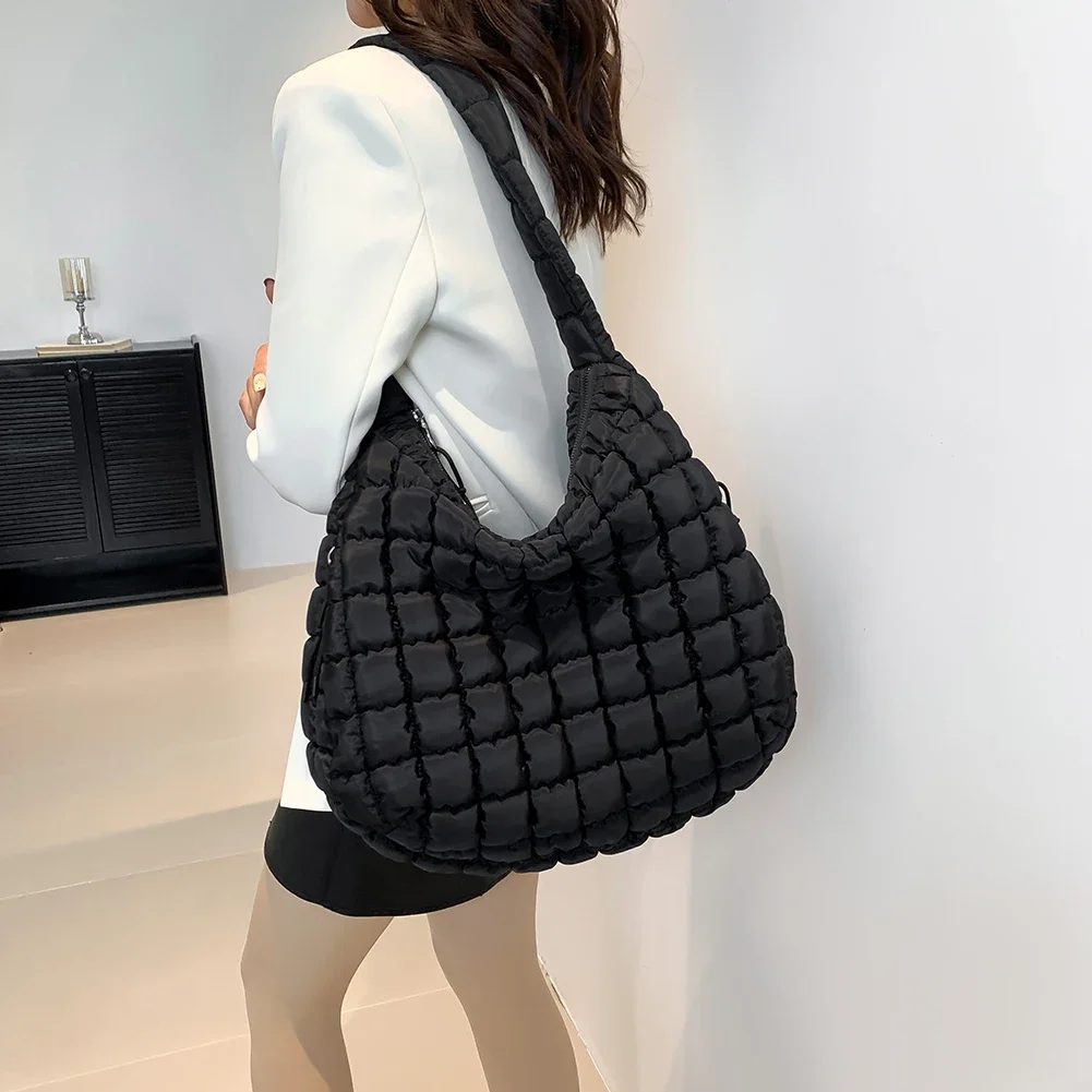 

Quilted Bubbles Shoulder Bags Women Large Capacity Sling Bag Puffer Padded Fashion Satchel Bag Casual Solis Color Crossbody Bags