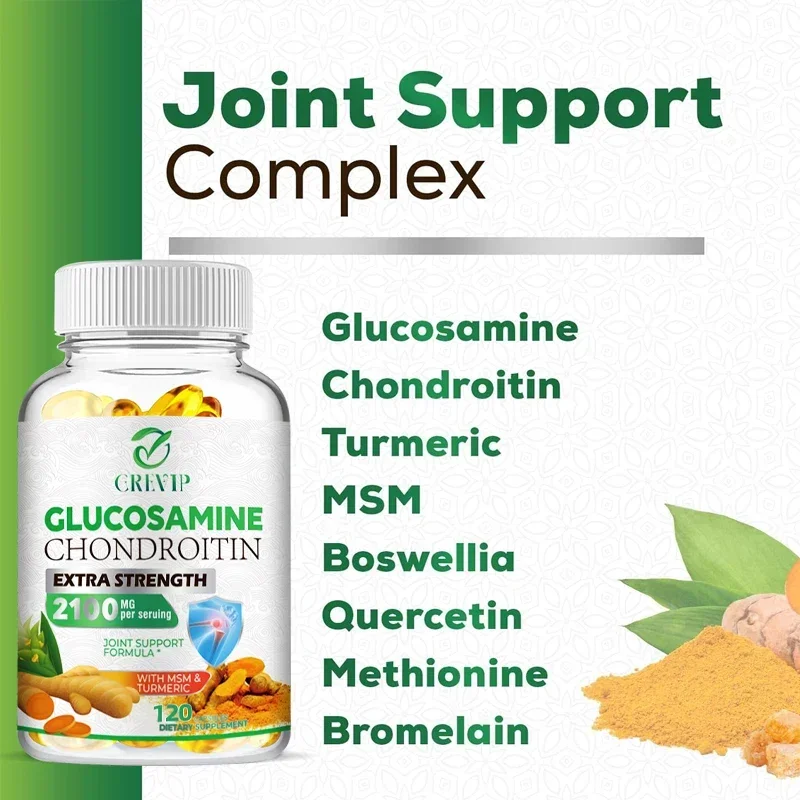 Complexe MSM Glucosamine ChonLevitin-Supplément de soutien articulaire, prend en charge la santé articulaire et la mobilité avec la quercétine et la broméline