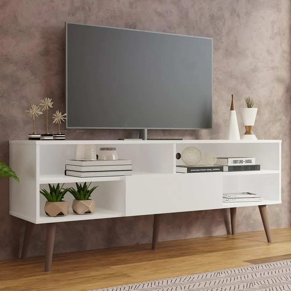 Modern TV Stand for 55,65 Inch Media Storage Media Console Living Room  Entertainment Center Wooden Television Cabinet - White