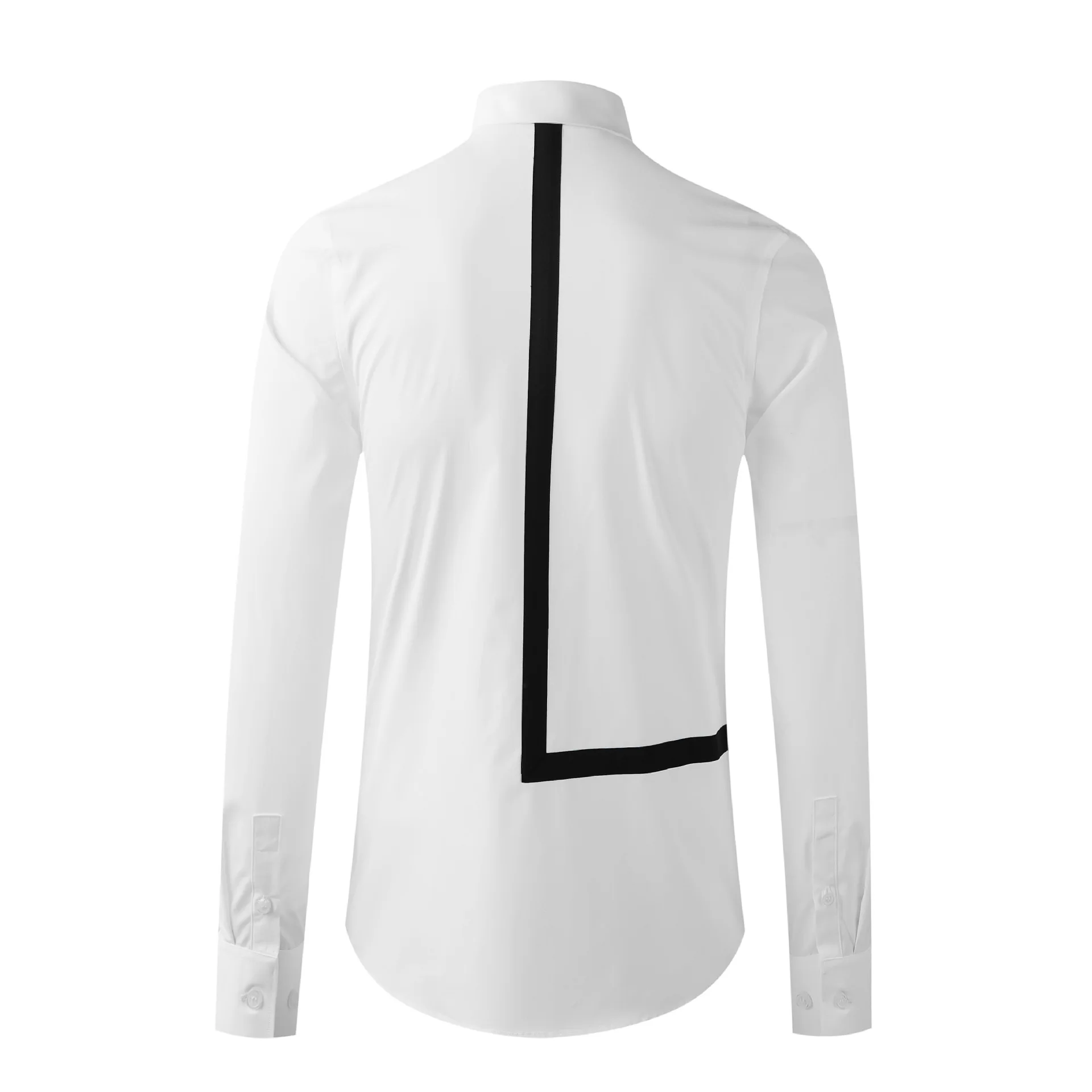 2022 Long Sleeve Man Shirts Luxury Fashionable Simple Webbing Long Sleeve Mens Dress Shirts Slim Fit Mens Shirts  4XL