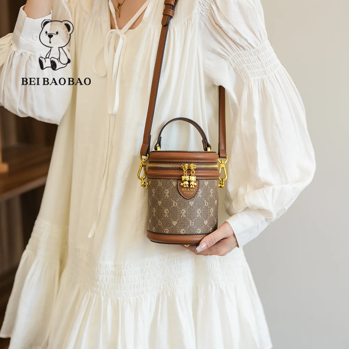 Beibaobao 2024 New Single Shoulder Crossbody Bag Casual Trend Fashion Handbag Cylindrical Bag Women's Bag Bolso de mujer