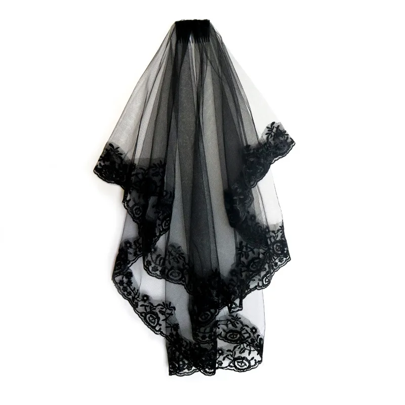 Halloween Black Veil Ghost Bride Veil Day Of The Dead Gothic Bride Role-playing Party Veil
