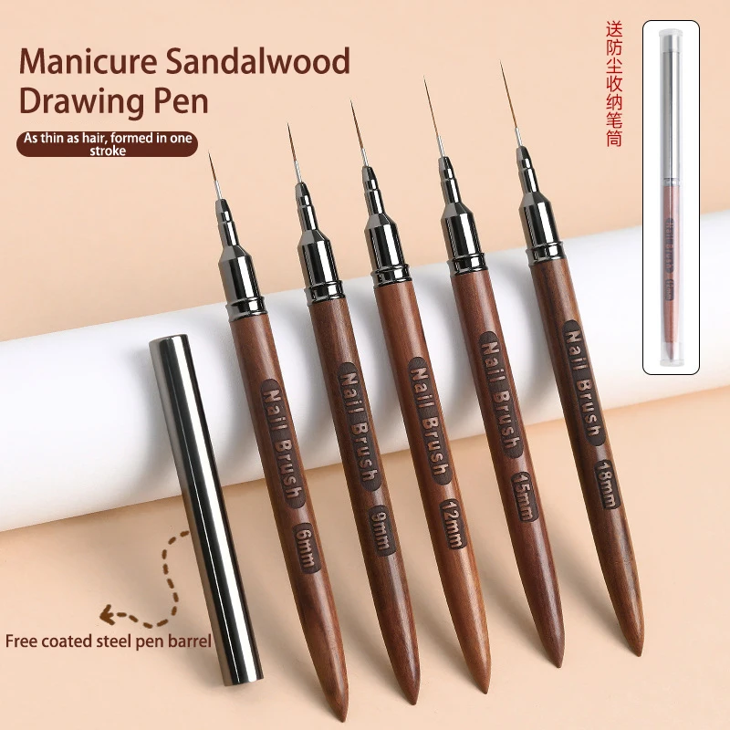 Sandalwood Extremely Fine Nail Design Line Pen Nail Construction Painting Brush Uv Gel Extension Drawing Carving Pen Diy