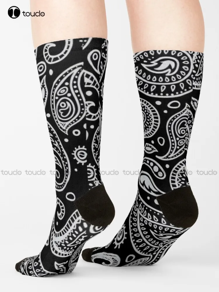 

Black Paisley Design Socks Unning Socks Women Personalized Custom Unisex Adult Teen Youth Socks Harajuku 360° Digital Print Art