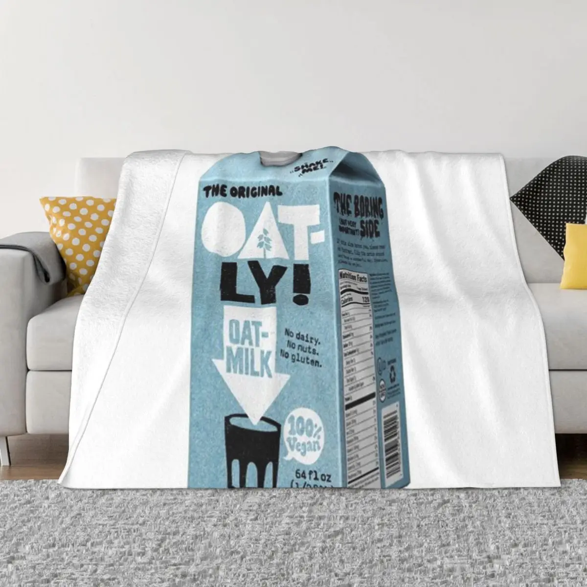 Vegan Oat Milk Throw Blanket Personalized Gift Flannel Fabric Blankets