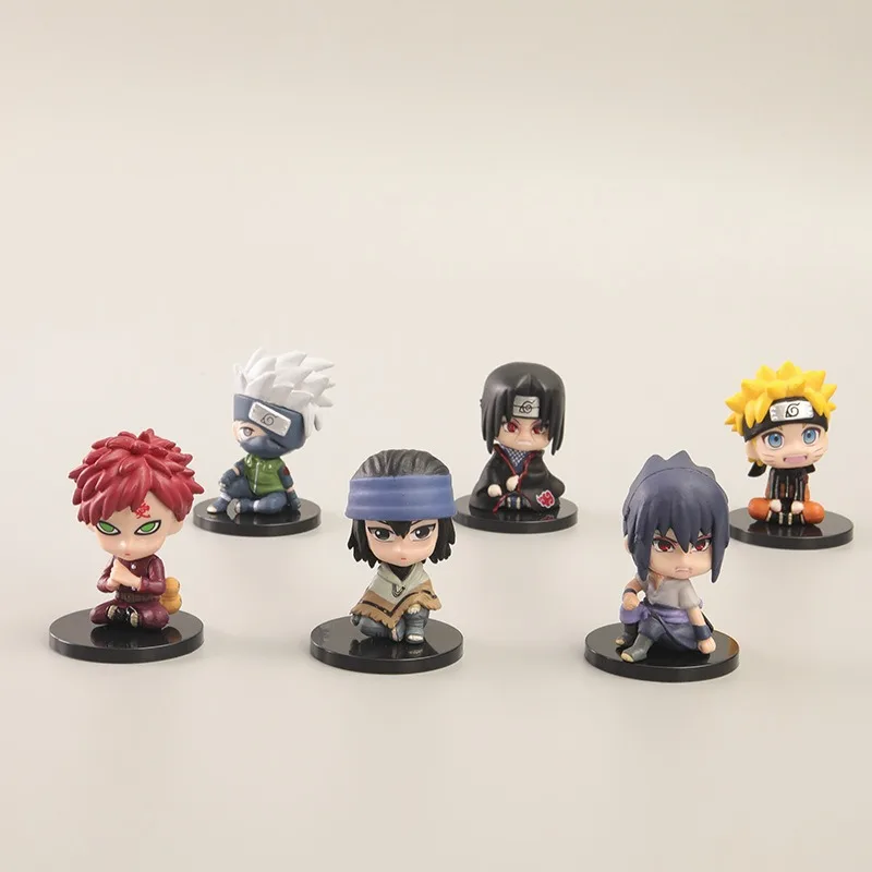 6 個ナルト Q バージョンおもちゃ PVC 置物サスケモデル人形デスクトップ飾りフィギュアルーム装飾アニメフィギュア子供のギフト