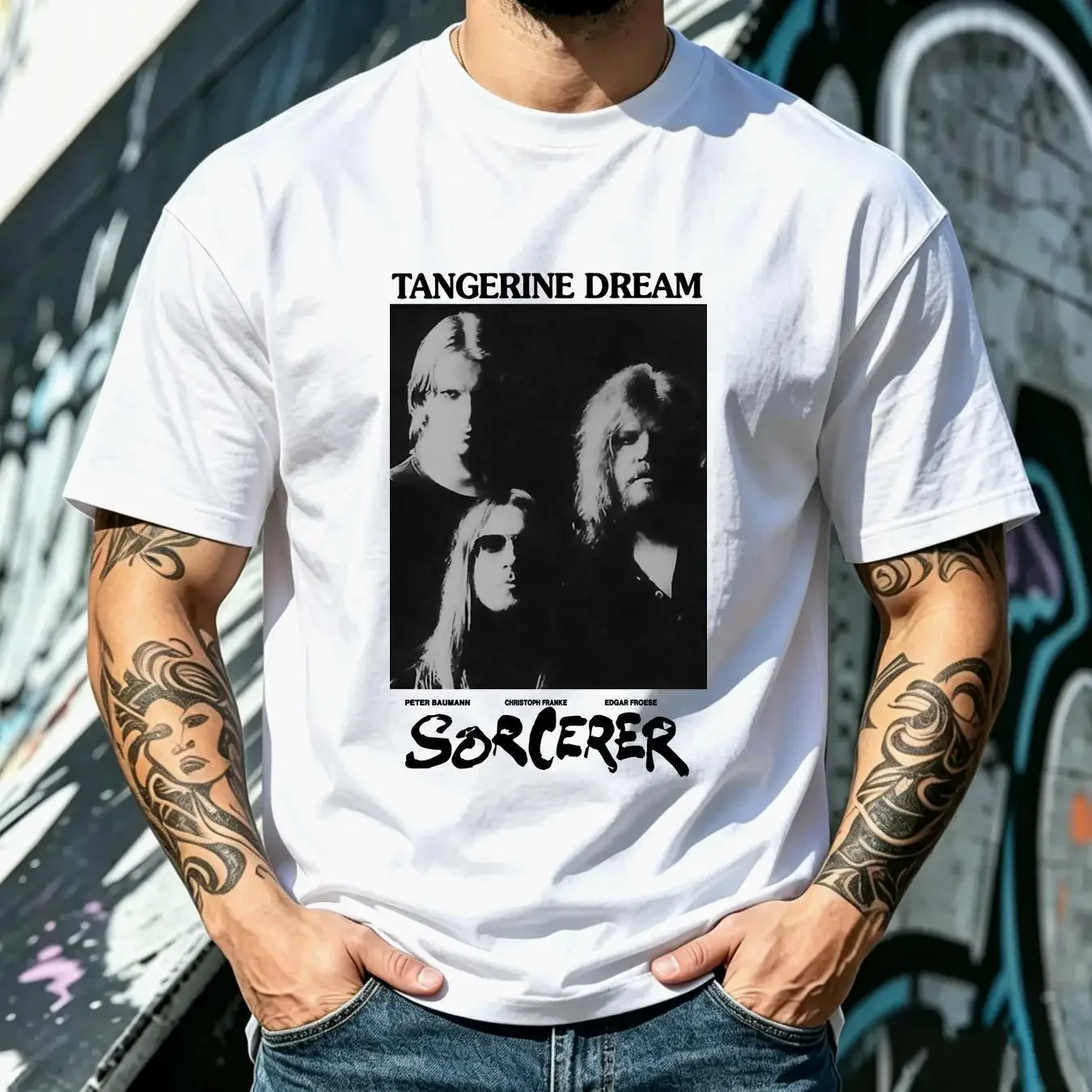 washed T Shirt Tangerine Dream kraut rock Germany Can Neu Kraftwerk Cluster Sorcerer long or short sleeves vintage Washed homme