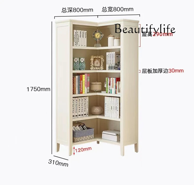 

American rural corner cabinet retro solid wood corner cabinet storage right angle 90 degrees multi-layer locker