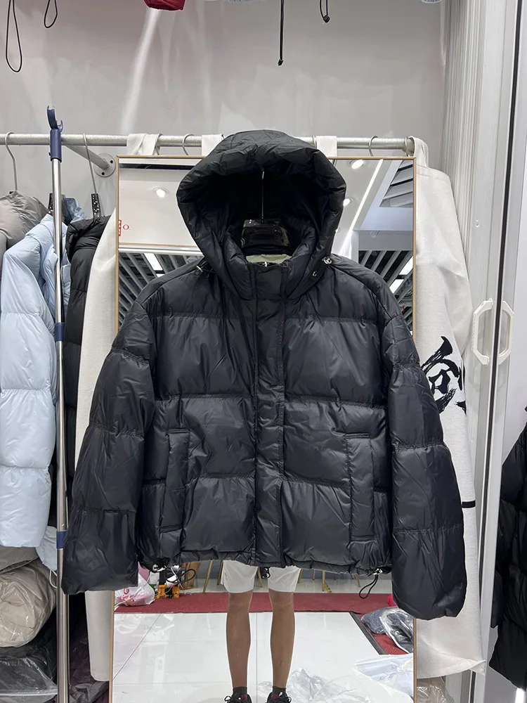 Women's short style hooded fashion thick white duck down bread jacket winter new Korean version simple down jacket coat