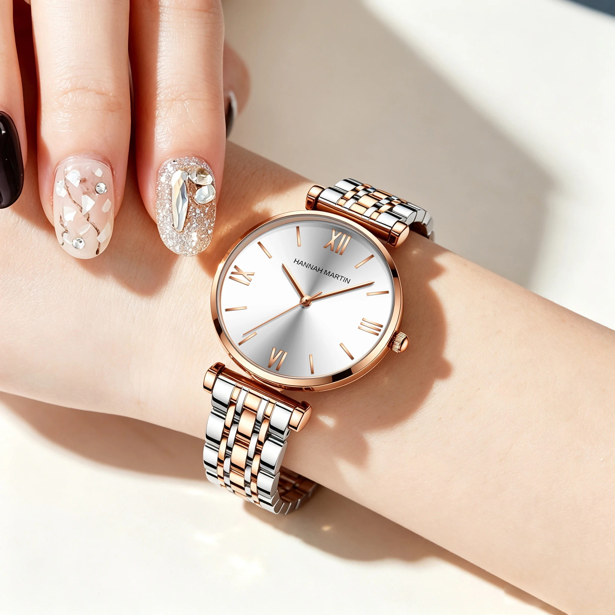 Luxury Rose Gold Stainless Steel Quartz Watch