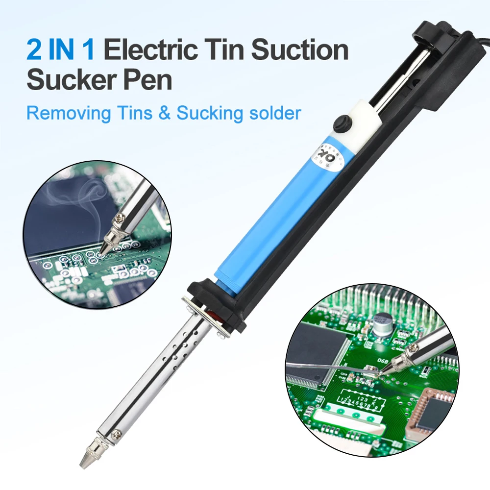 30W 2 In 1 Handheld Soldering Iron Electric Desoldering Pen Desoldering Vacuum Pump Welding Tool UE Plug 220V/USPlug 110V