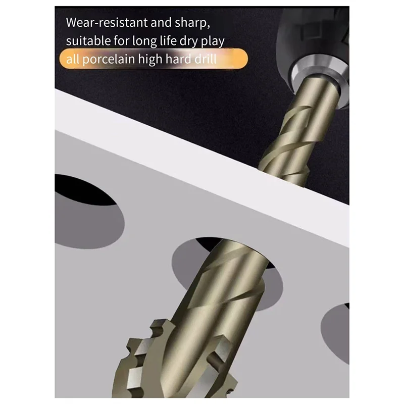 B50C New Four-Edged Sawtooth Eccentric Drill For Dry Drilling Of All  Tiles, Glass, Marble And Concrete 4Pcs
