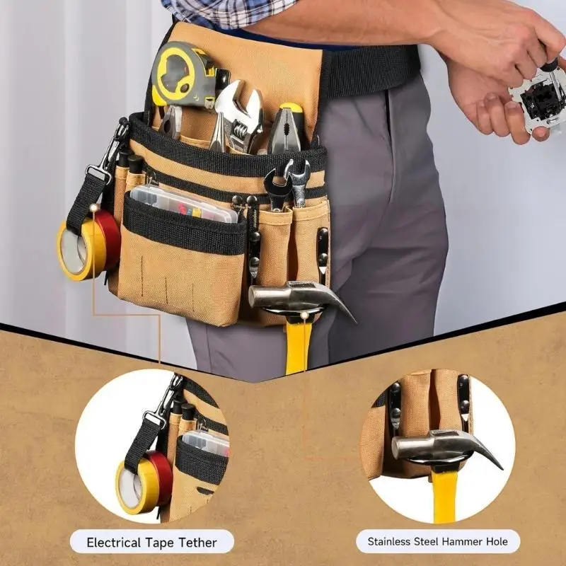   Easy Access Tool Belt Adjustable Detachable Bags Reinforced Fabric Storage Bag for Screwdriver Power Tool