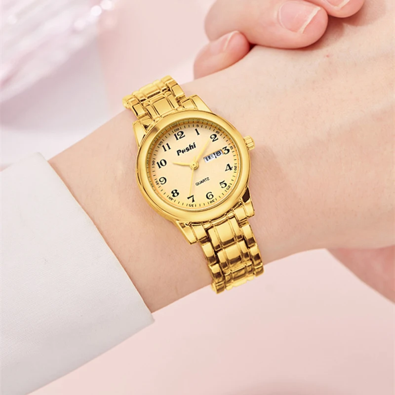 POSHI Luxury Women Watches Small Elegant Alloy Women\'s Quartz Watch Luminous Waterproof Date Ladies Bracelet Dress Wristwatch