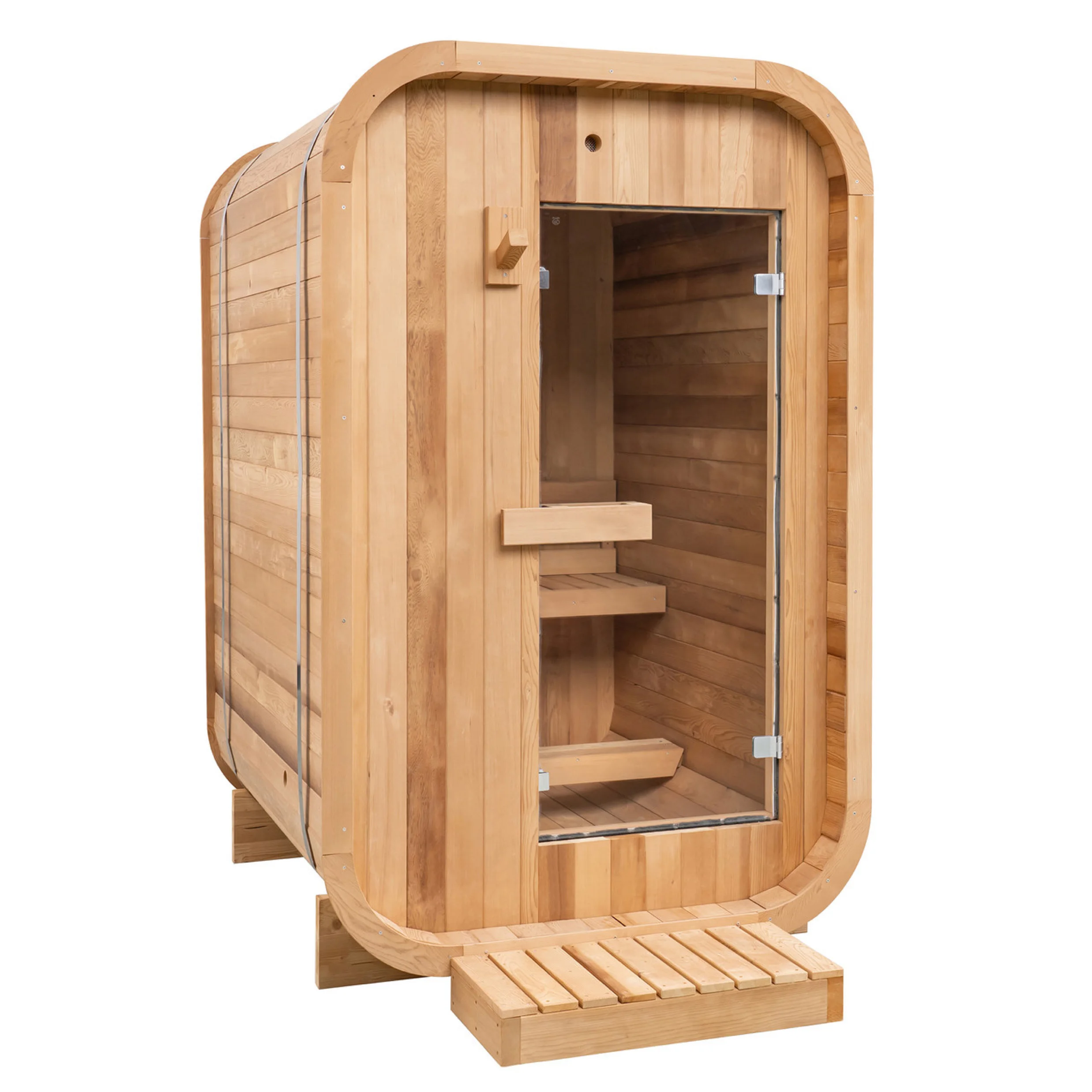 New Design Outdoor Red Cedar Wet Steam Cube Sauna Room with Harvia Sauna Stove